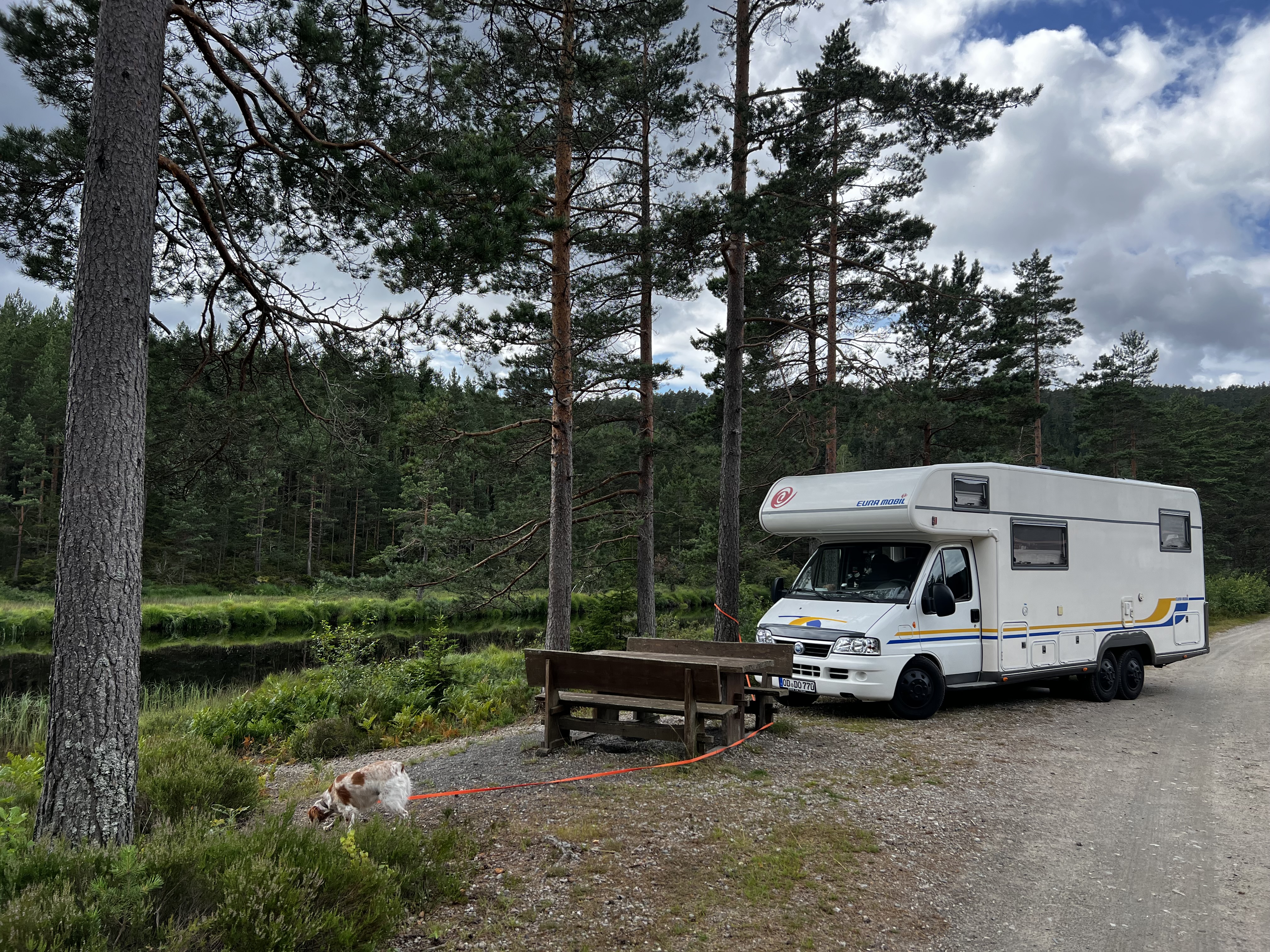 Stellplatz am Fluss in Birkeland in Norwegen